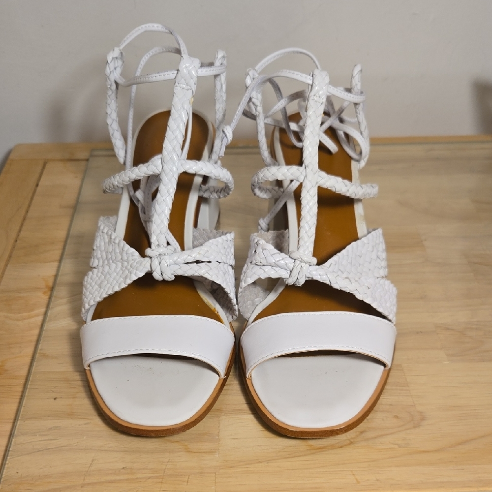 H by Halston White Braided Sandals
